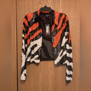 Nasty Gal Sequin Animal Print Jacket